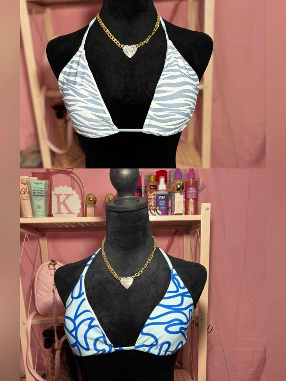 BRAND NEW! 2 PAIR BIKINI TOPS🤩 never worn, super cute for the summer! LARGE🍒